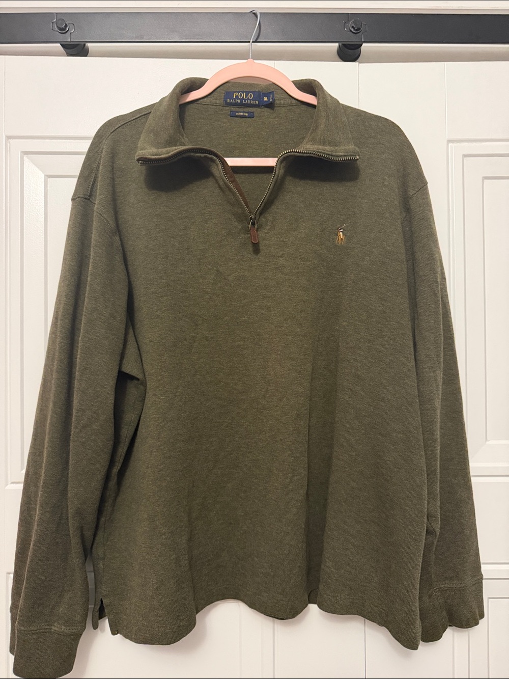 Polo by Ralph Lauren Olive Green Quarter-Zip Sweater